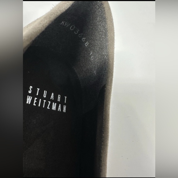 Stuart Weitzman Brown Taupe Suede Slip On Wedge Heels Buckle Womens 10 - Picture 9 of 13